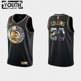 Barn Atlanta Hawks Tröja John Collins 20 Nike 2021-22 Svart Golden Edition 75th Anniversary Diamond Swingman